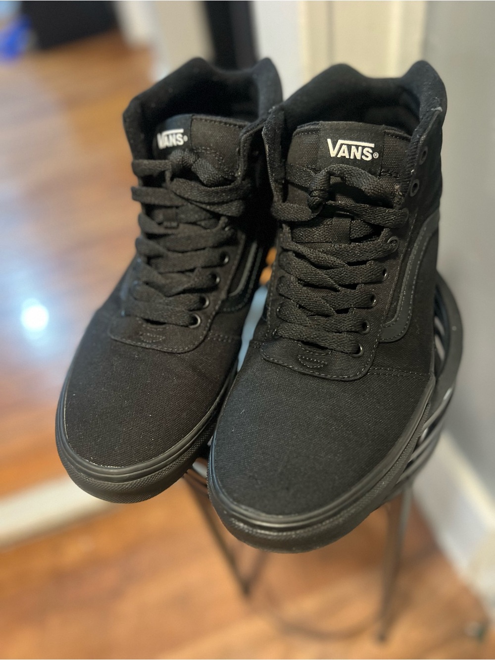 Vans Men's 12 Black Canvas High Top Skate Shoes Gum Sole Sneakers